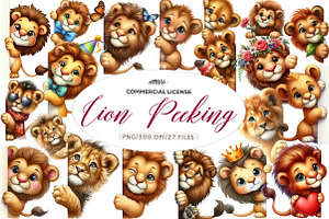Cute Lion Peeking Around Corner, an Illustration by CreationArt