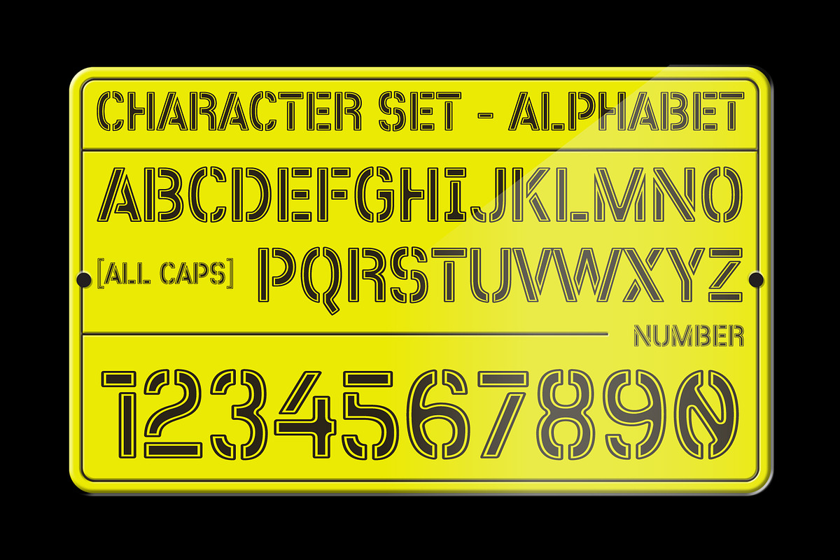 Platsten - Plate Stencil Font, a Sans Serif Font by Drizy (Photo 3 of 10)