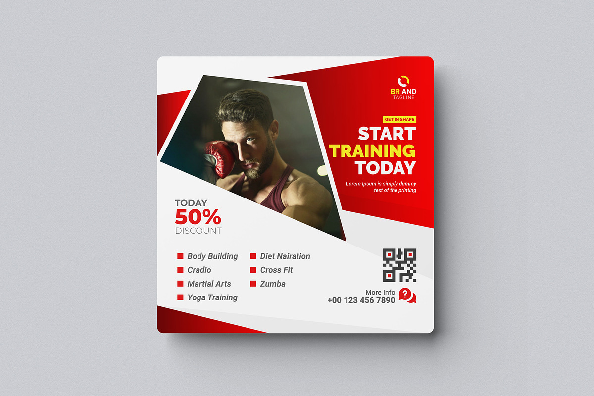 Fitness Social Media Instagram Post, a Social Media Template by VectStock (Photo 2 of 3)