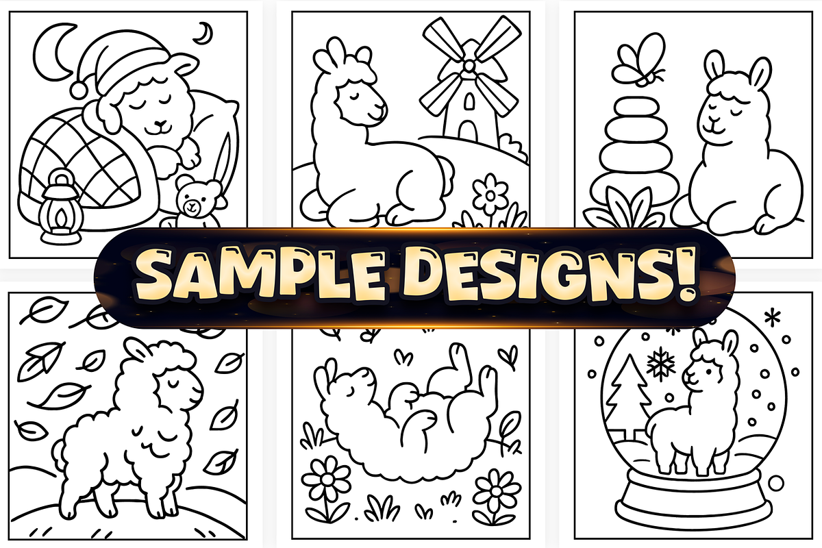 Bold Easy Llama Coloring Pages, an Animal Illustration by Craftsbeefy (Photo 3 of 4)