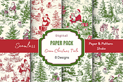 Green Christmas Toile Digital Paper, a Pattern Graphic by Paper & Pattern Studio (Thumbnail 1 of 9)