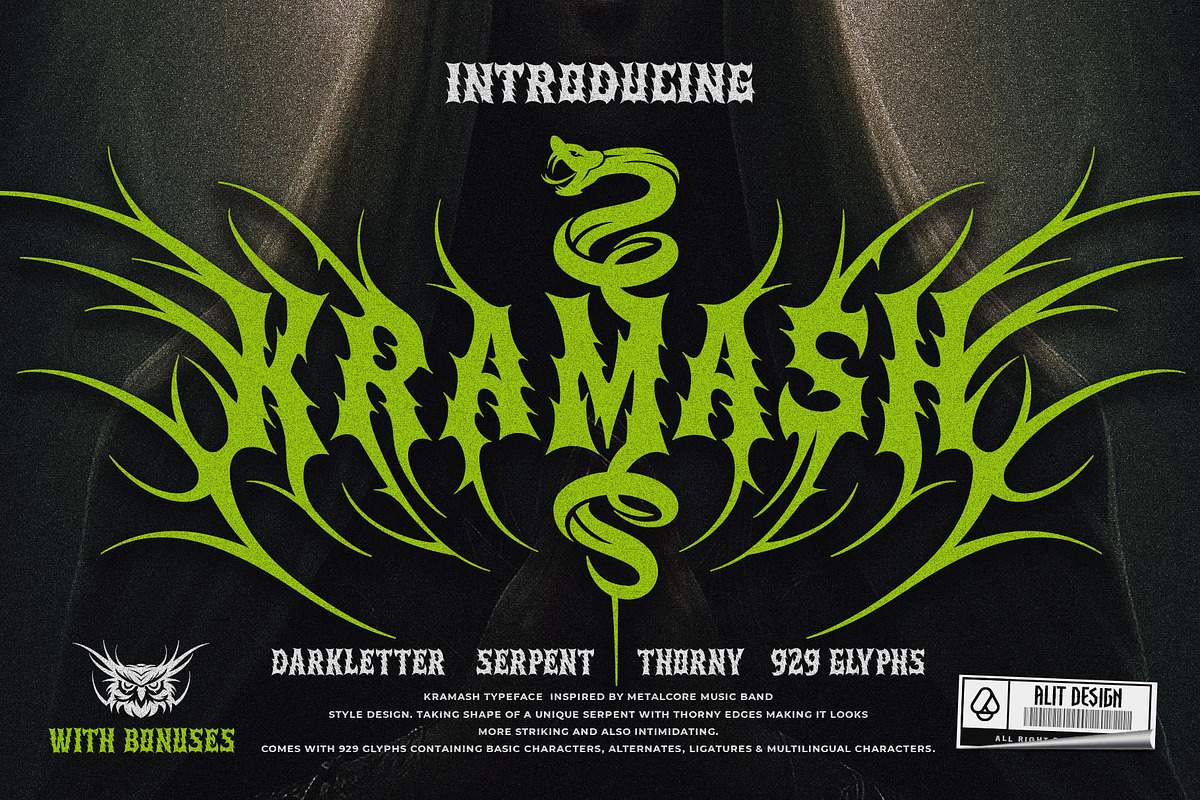 Kramash Typeface, a Blackletter Font by alit design (Photo 1 of 20)