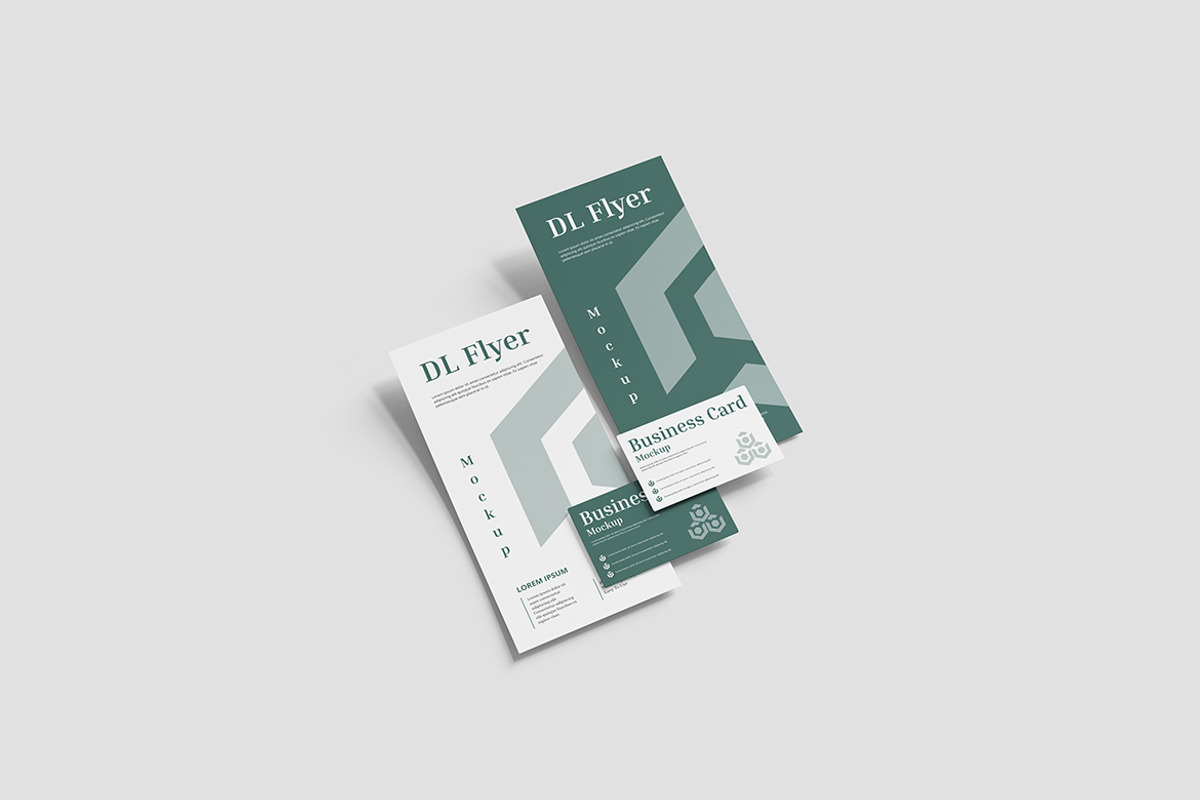 DL Flyer With Business Card Mockup, a Product Mockup by Indah