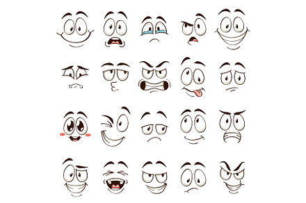 Cartoon faces. Caricature comic, an Illustration by YummyBuum