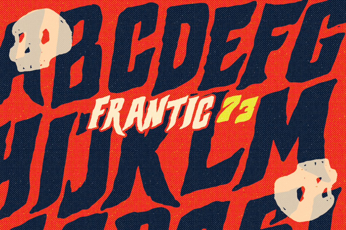 Frantic73 - A Display Font, a Font by Bend Industries (Photo 3 of 7)