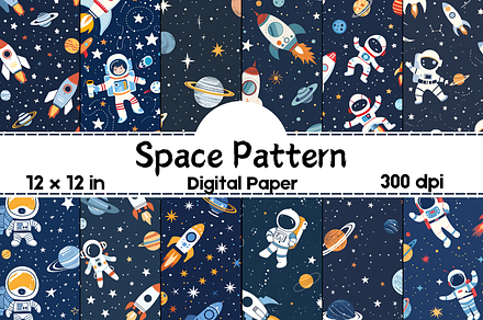 Space Themed Seamless Pattern