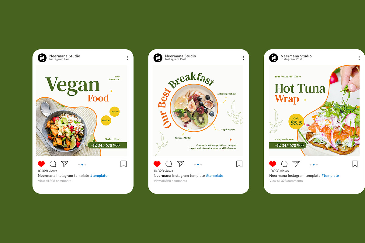 Vegan Instagram Post, a Social Media Template by Neermana (Photo 2 of 4)