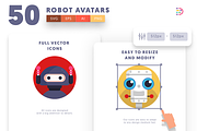 50 Cartoon Robot Avatar Icons Set, an Outline Icon by Dighital (Thumbnail 7 of 10)