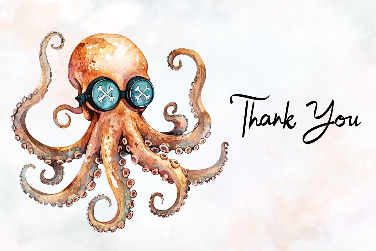 Octopus Watercolor ClipArt's, an Illustration by RobertsArt (Photo 4 of 7)