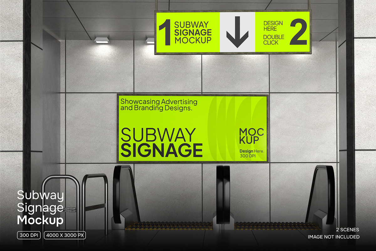 Subway Signage Mockup, an Advertising Mockup by Permadi Creative