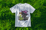 Kawaii Black Cat Witching Hours, an Animal Illustration by Blumensdiary (Thumbnail 4 of 6)
