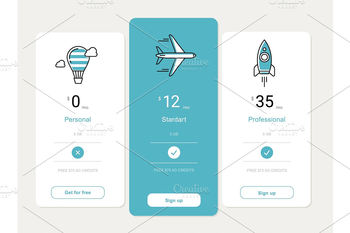vector price table template design, a Work Illustration by vectorprro