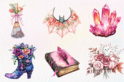 Pink Halloween Witch Wedding Clipart, an Illustration by CreationArt (Thumbnail 4 of 5)