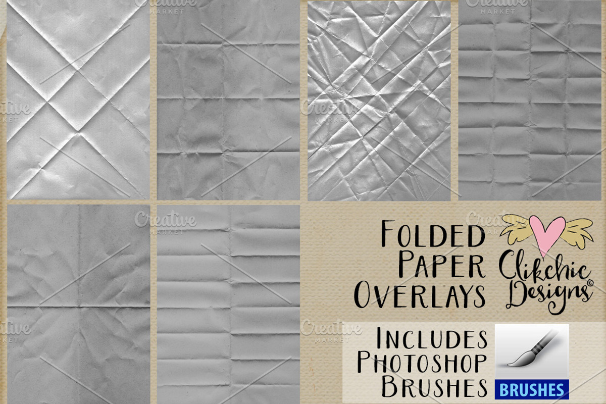 Folded Paper Overlays & PS Brushes, a Texture Graphic by Clikchic Designs (Photo 2 of 5)