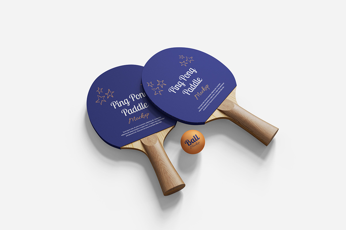 Modern Ping Pong Paddle Mockup, an Advertising Mockup by Indah (Photo 3 of 6)