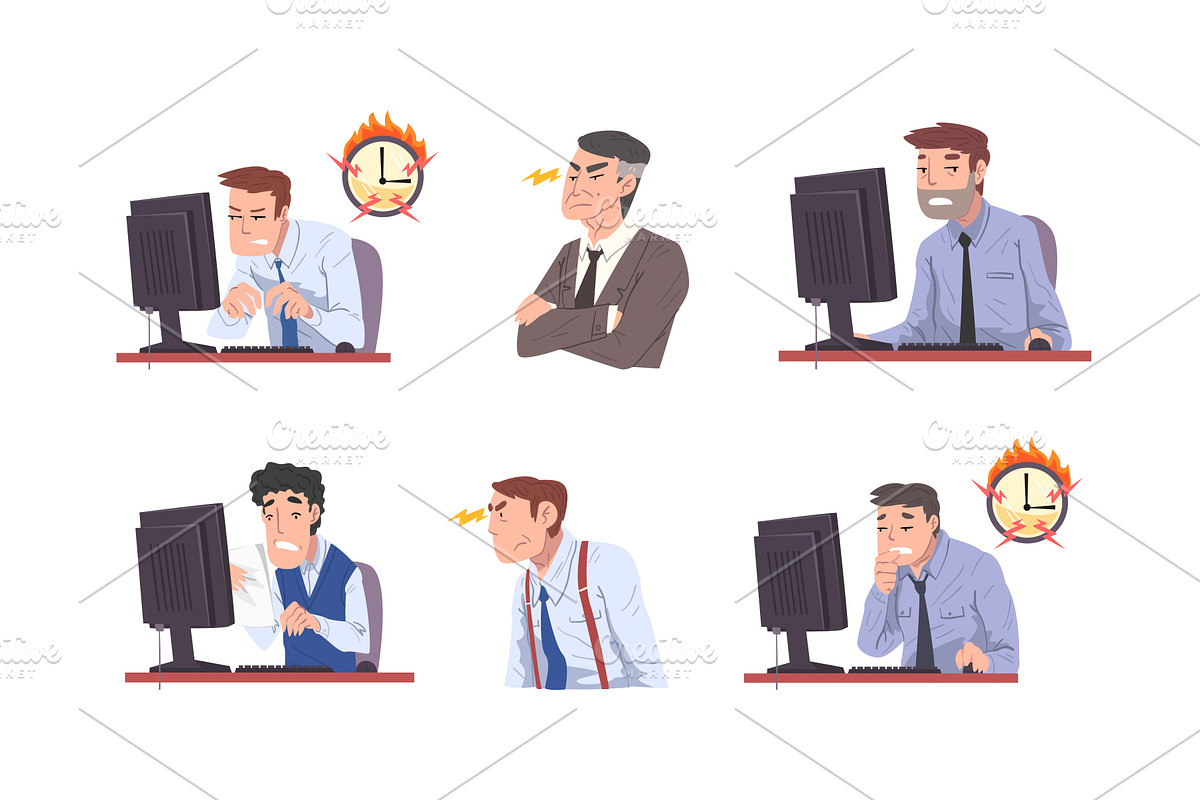 Man Office Worker Failed with, a Person Illustration by TopVectors