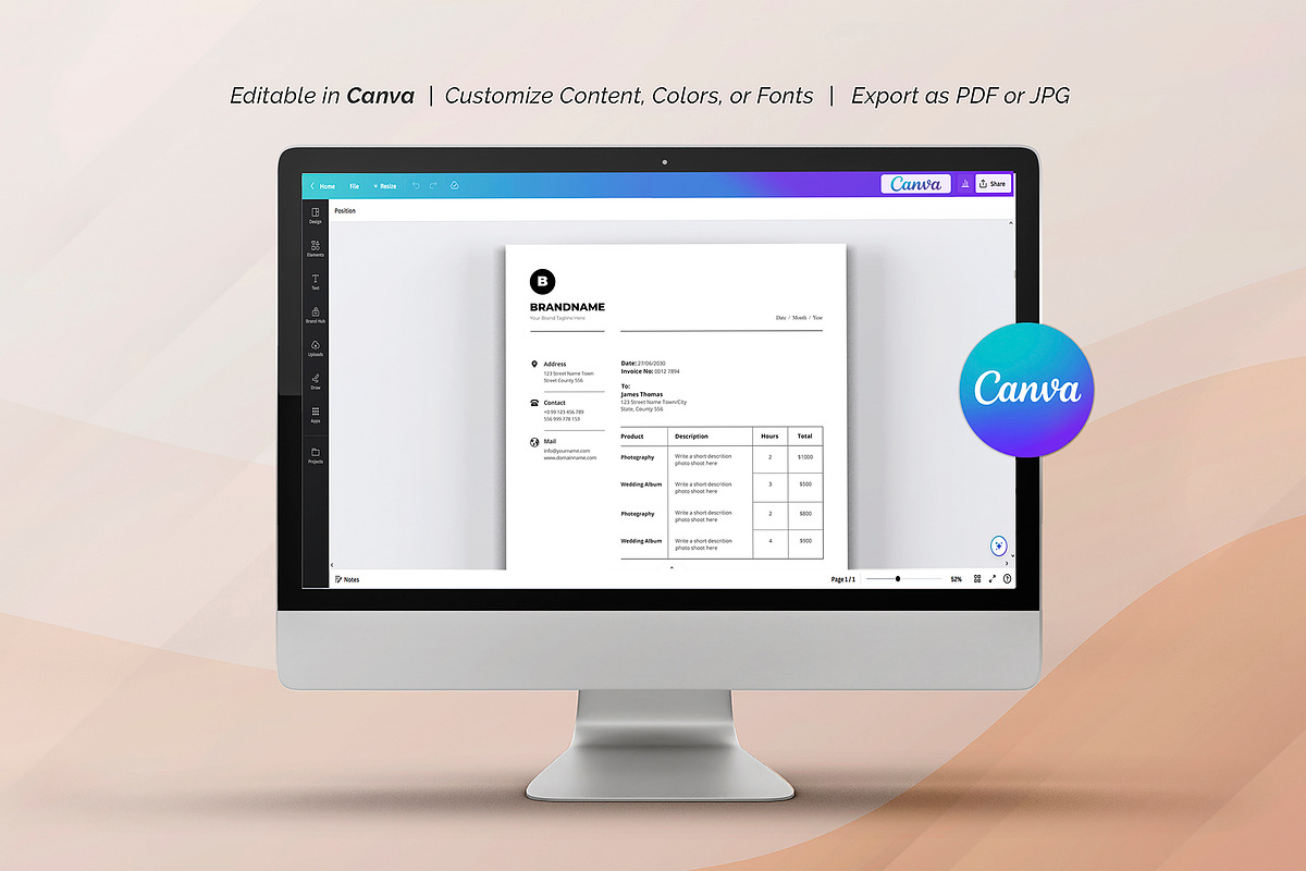 Canva Letterhead and Invoice, a Stationery Template by DesignDevisers (Photo 16 of 19)