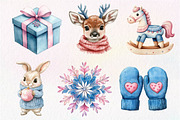 Pink and Blue Christmas Clipart, an Illustration by Dream Creation (Thumbnail 2 of 7)