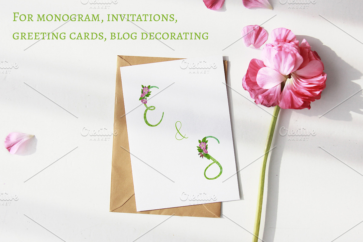 Green Floral Alphabet, a Decorative Illustration by Milla_Zelenyuk_art (Photo 2 of 2)