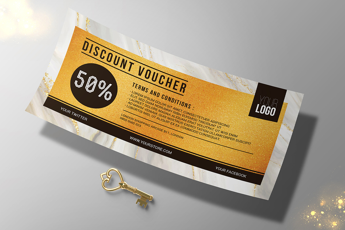 Golden Discount Voucher, a Card Template by Aarley Kaiven (Photo 3 of 4)