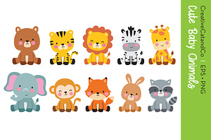 Wild Baby Animals Set Vector EPS PNG