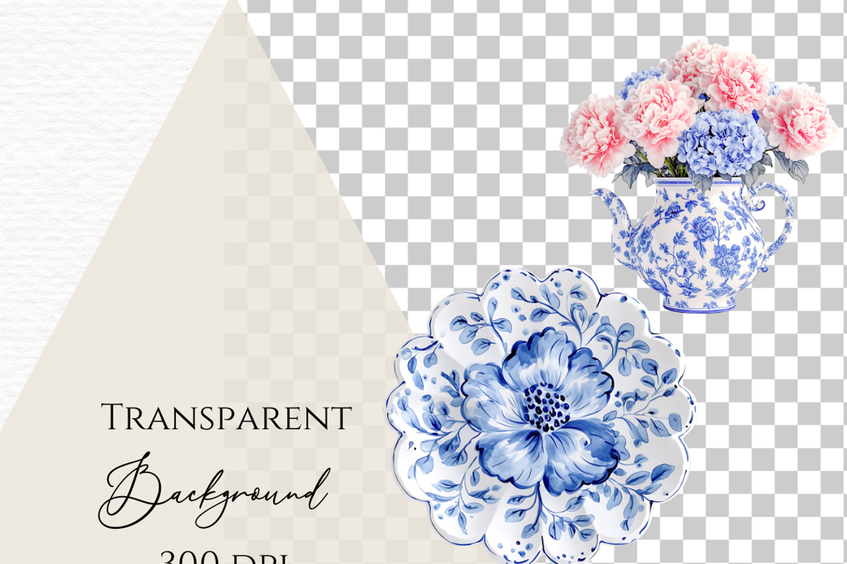 Blue chinoiserie watercolor plate, a Decorative Illustration by Invite to Clipart (Photo 4 of 4)
