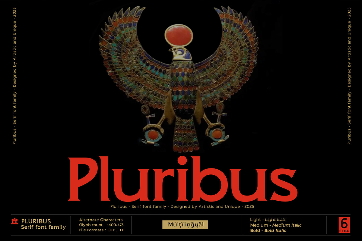 Pluribus - Serif font family, a Serif Font by Artistic & Unique (Photo 1 of 15)