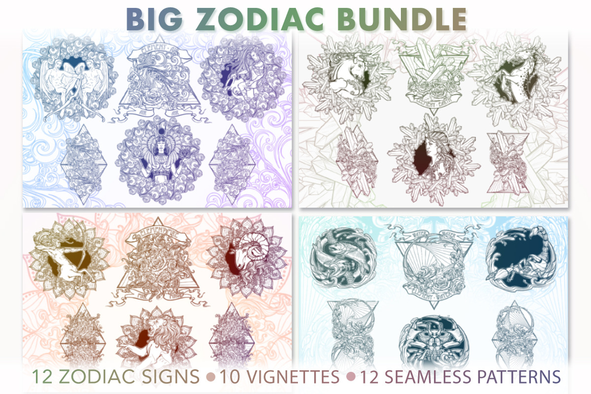 INKY ZODIAC - Big Bundle, an Illustration by AntonPix Studio (Photo 1 of 14)