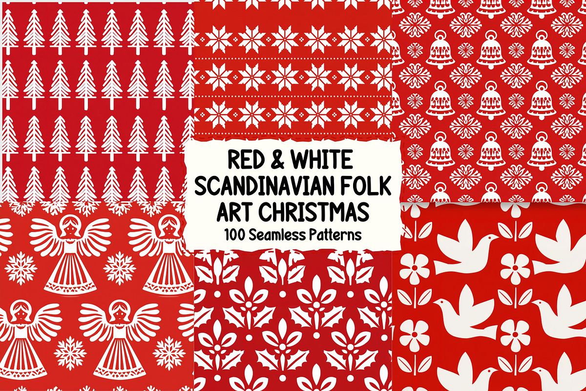 Scandinavian Folk Art Christmas, a Pattern Graphic by Pattern Whimsy (Photo 1 of 10)