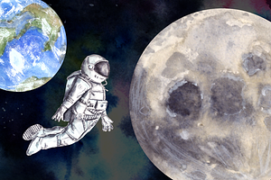 Space - Watercolor Clip Art Set