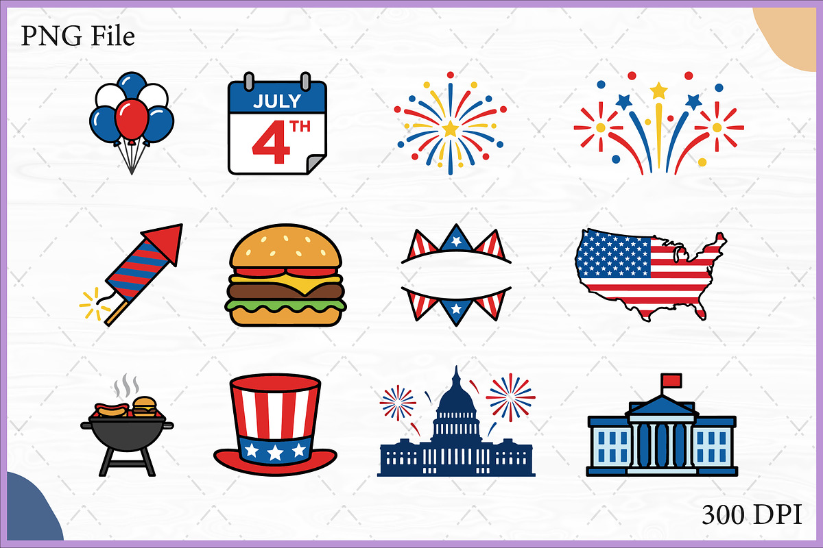 4th July Holiday Vector Clipart SVG, an Object Illustration by Gfx Expert Team (Photo 1 of 3)