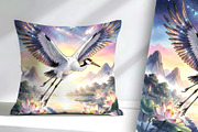 Crane and Lotus Illustration, an Animal Illustration by Sharon Schwalbe (Thumbnail 1 of 4)