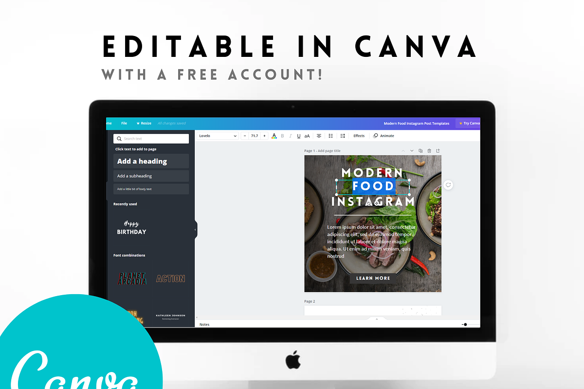 Modern Food Instagram Template Canva, a Social Media Template by Minva Themes (Photo 3 of 3)