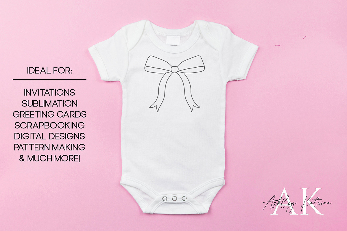 Ribbons & Bows Line Art Clipart, an Object Graphic by Ashley Katrina (Photo 4 of 4)
