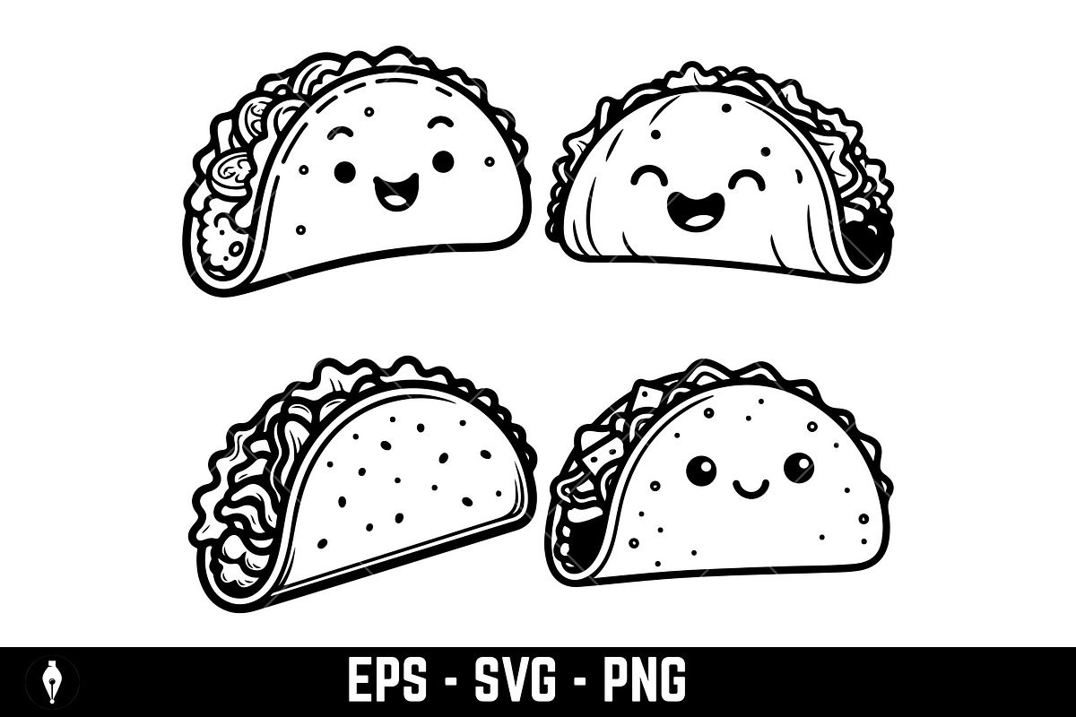 Icon of a classic taco, a Food Illustration by Vectorhight (Photo 3 of 3)