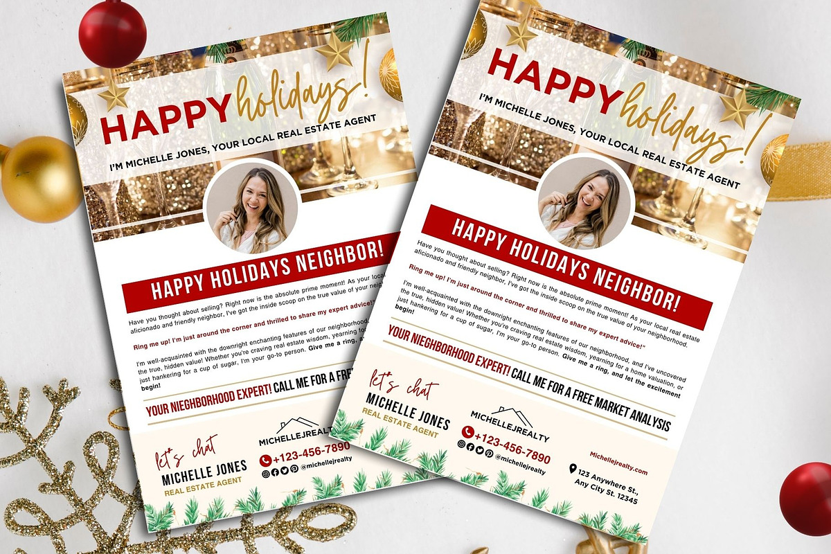 Realtor Holiday Flyer Size Letter, a Flyer Template by CreativeVinesStore (Photo 1 of 5)