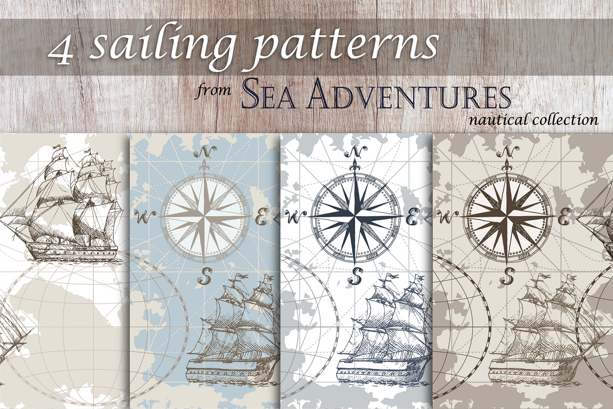 4 Sailing Patterns, a Background Graphic by Fortuna Venit (Photo 1 of 3)
