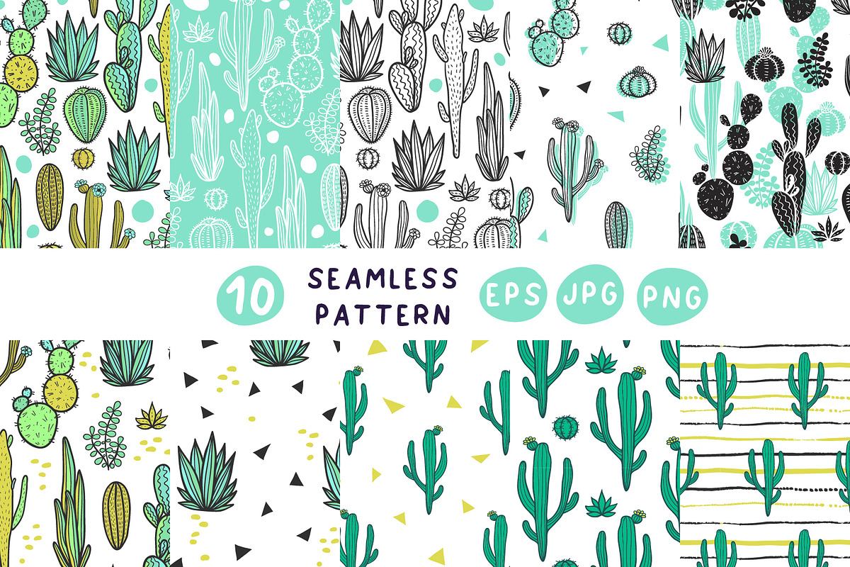 10 Cactus Patterns, a Pattern Graphic by Apolinarias Art (Photo 5 of 9)