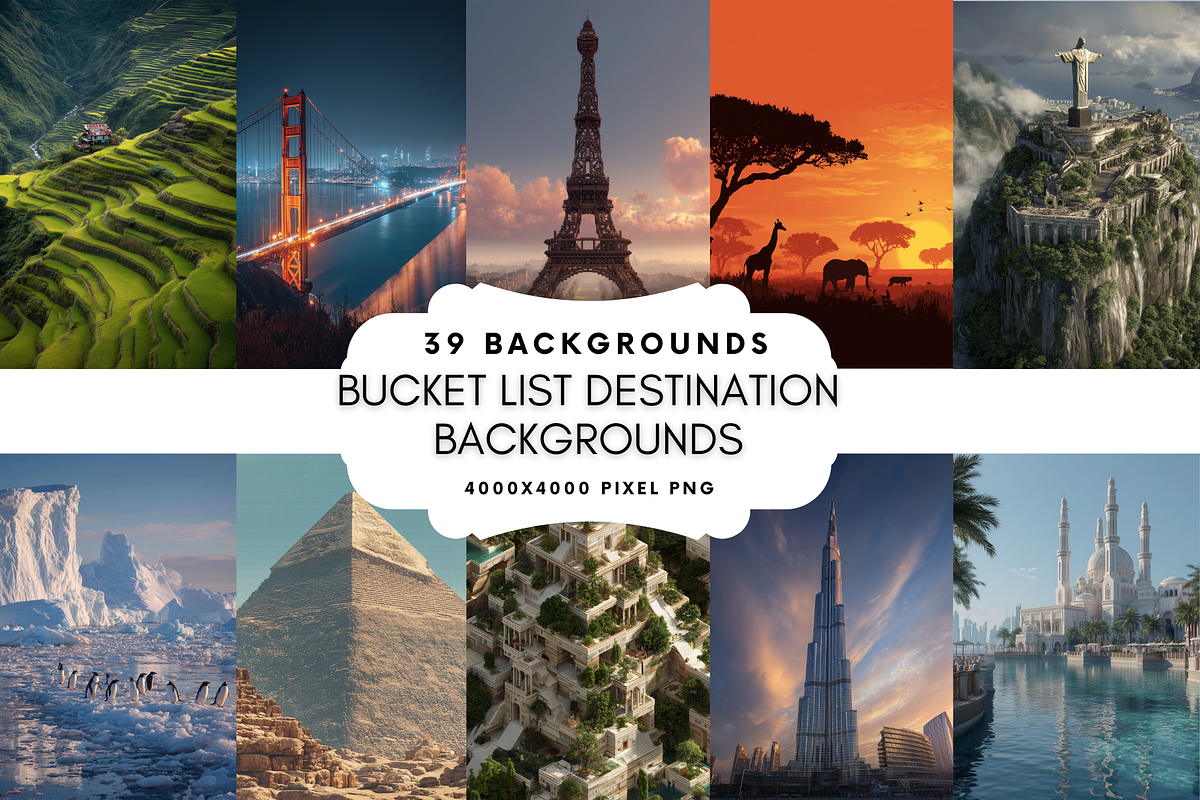 Bucket List Destination Backgrounds, a Background Graphic by NadiaTheronArt