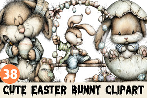 Cute Easter Bunny Clipart, a Graphic by CitraGraphics