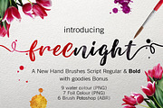 Freenight Script + Extras, a Script Font by Olexstudio (Thumbnail 1 of 7)