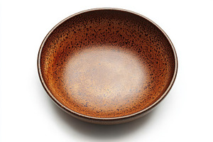 Empty brown speckled bowl on white b, a Photo by Pixeness Studio