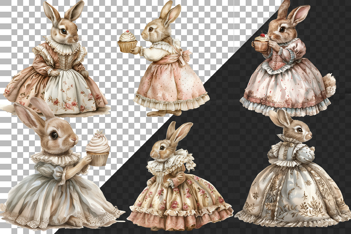 Watercolor Bunny Tea Party Clipart, an Illustration by NiiiNArt (Photo 9 of 10)