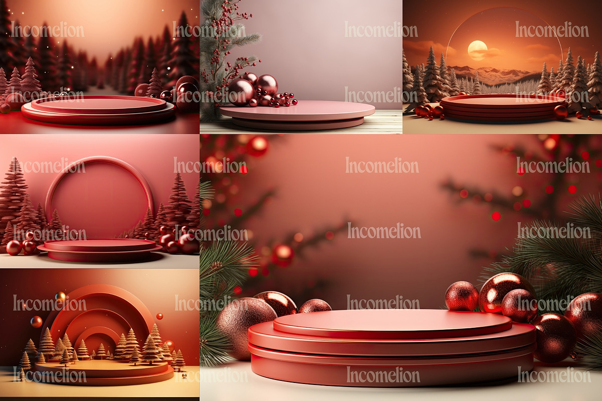 28 Christmas Podium Backgrounds, a Background Graphic by Incomelion (Photo 4 of 6)