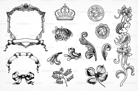 Etched Victorian Ornament Brushes