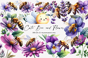 Cute Bee and Flower Clipart, an Illustration by Designworld (Thumbnail 1 of 6)