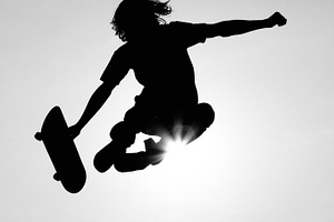 skateboarder on a background of daw