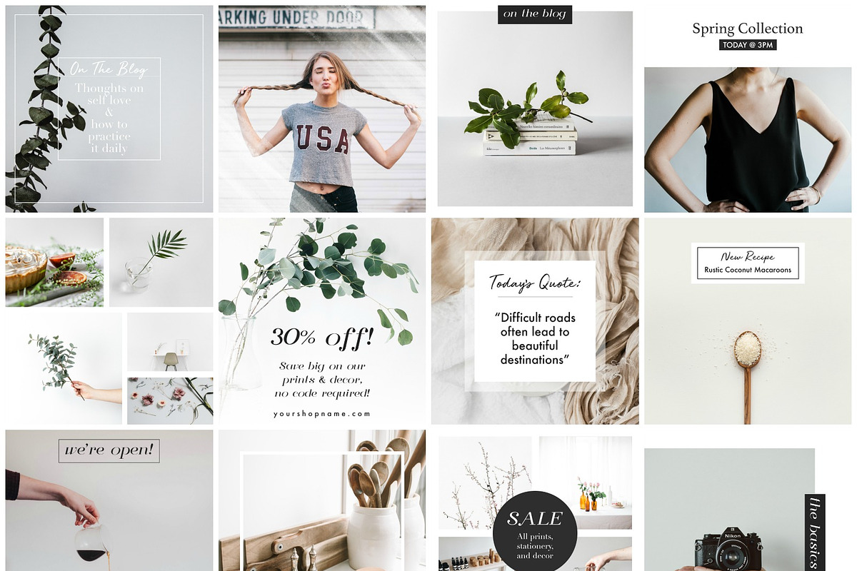12 Minimal Instagram Templates, a Social Media Template by The Reverie Collective (Photo 2 of 2)