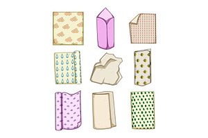 beeswax food wrap set cartoon vector, an Object Illustration by pikepicture