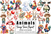 Funny Farm Animal Clipart Bundle, a Graphic by CitraGraphics (Thumbnail 1 of 4)